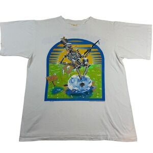 Vtg 1989 Grateful Dead Skeleton Spring Tour T Shirt Size L 100% Cotton Made USA